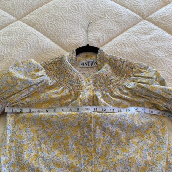 EUC Andion Amelia Blouse Yellow Floral Size S - Picture 3 of 5